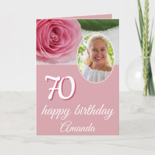Cartão de Aniversário de 70 Flor Rosa Rosa Rosa Ro