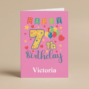 Cartão de Aniversário de 7 anos Feliz