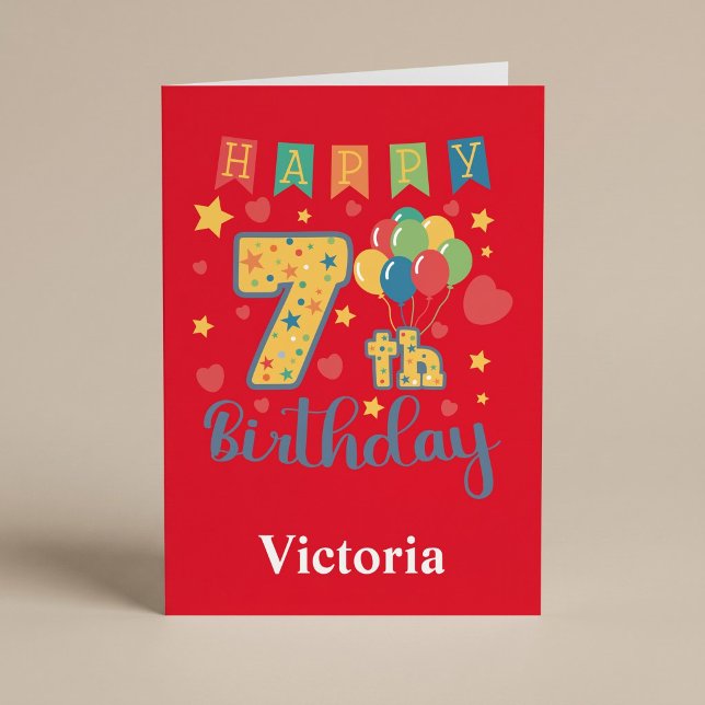 Cartão de Aniversário de 7 anos Feliz (Criador carregado)