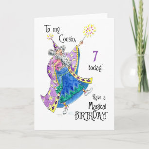 Cartão de Aniversário de 7 anos para um Primo Mági