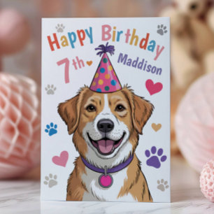 Cartão de Aniversário de 7 Anos Personalizado de C