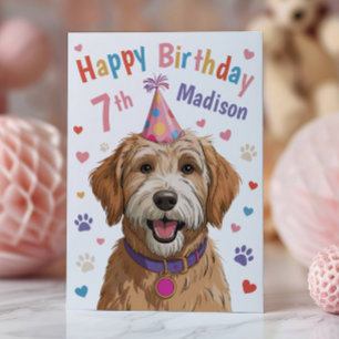 Cartão de Aniversário de 7 Anos Personalizado Fofo