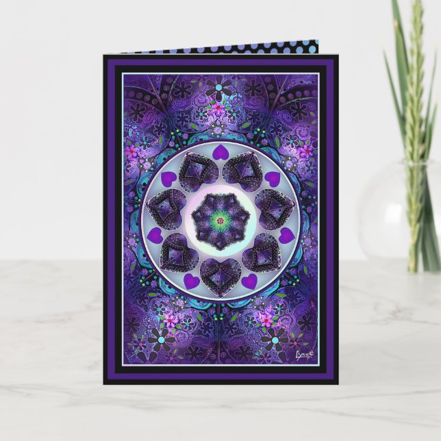 Cartão de aniversário de .7 guarda-chuva roxo e co (Frente)