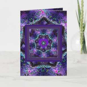 Cartão de aniversário de .7 guarda-chuva roxo e co