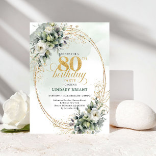 Cartão de Aniversário de 80 anos com Aquarela Rúst