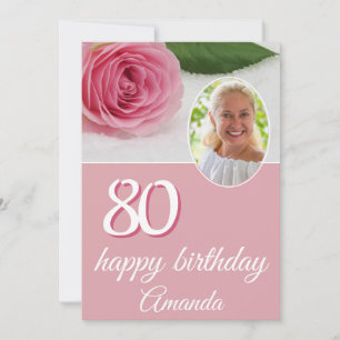 Cartão de Aniversário de 80 Anos com Foto Floral d