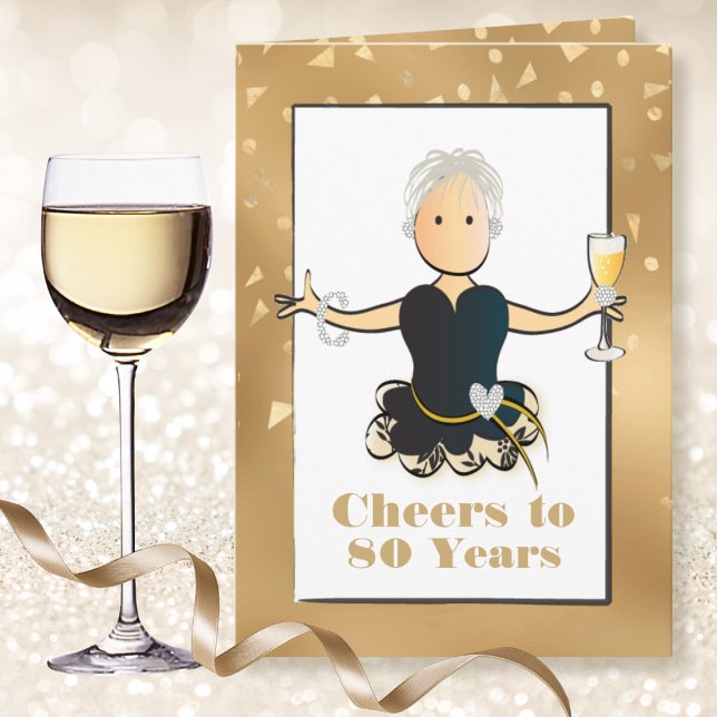 Cartão de Aniversário de 80 Anos Engraçado e Glamo (Criador carregado)