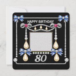 Cartão de Aniversário de 80 anos Inspirado na Real