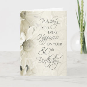 Cartão de Aniversário de 80 de Feliz Flores Bran