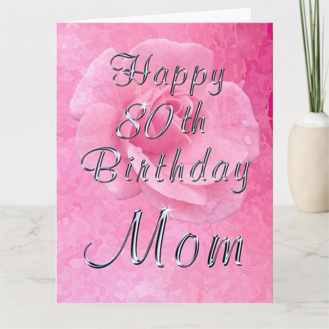 Cartão de aniversário de 80 feliz para rosa no Ros (Frente)