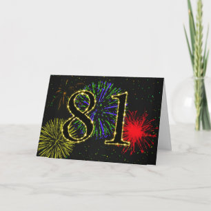 Cartão de aniversário de 81ruas com fogos de artif
