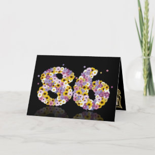 Cartão de aniversário de 86 anos com letras flor