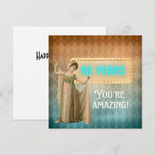 Cartão de Aniversário de 90 Anos Cantor Vintage