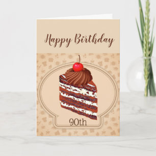 Cartão de Aniversário de 90 anos com Bolo de Choco