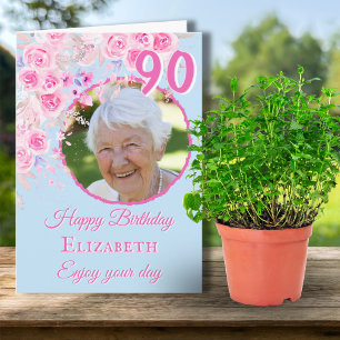 Cartão de Aniversário de 90 Anos com Uma Foto de F