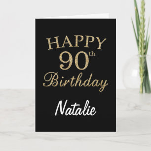 Cartão de aniversário de 90 brilhante preto e Do