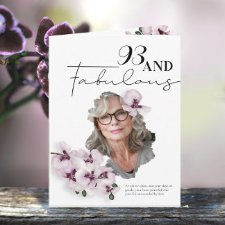 Cartão de aniversário de 93 anos com foto de orquí