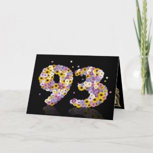 Cartão de aniversário de 93 anos com letras florid