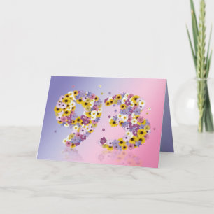 Cartão de aniversário de 93 anos com letras florid