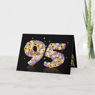 Cartão de aniversário de 95 anos, com letras flori