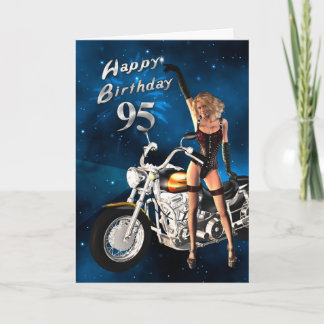 Cartão de aniversário de 95 anos com motocicleta
