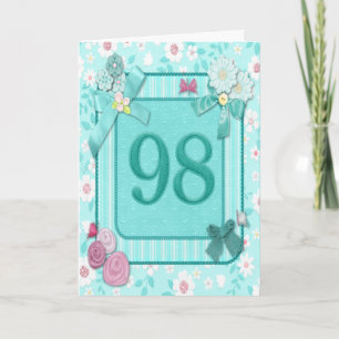 Cartão de aniversário de 98 anos com flores