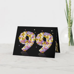 Cartão de aniversário de 99 anos com letras florid