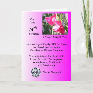 Cartão de Aniversário de Abril - Ervilha Doce e Di