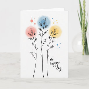 Cartão de Aniversário de Abstract Botânico