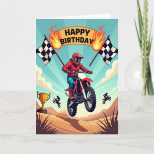 Cartão de Aniversário de Ação de Motocicleta