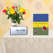 Cartão de aniversário de adição de nome azul ladyb