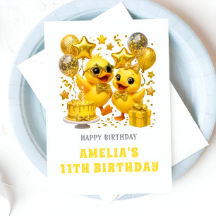 Cartão de Aniversário de Adoráveis Patinhos 11 Ano
