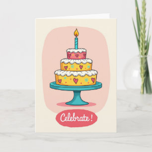Cartão de Aniversário de Alegria Festiva