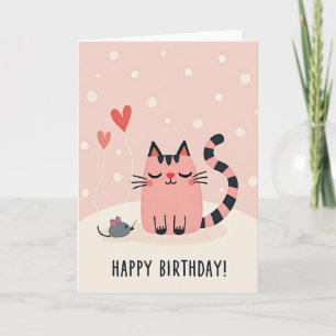 Cartão de Aniversário de Amigo Felino Doce