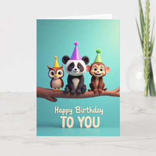 Cartão de Aniversário de Amigos Animados
