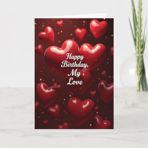 Cartão de Aniversário de Amor com Coração Brilhant