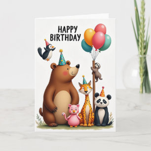 Cartão de Aniversário de Animais com Chapéu de Fes