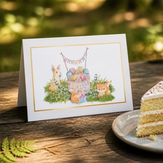 Cartão de Aniversário de Animais da Floresta (Criador carregado)