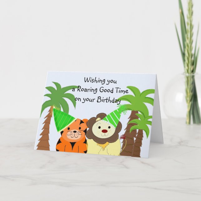 Cartão de Aniversário de Animais da Selva (Frente)