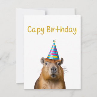 Cartão de Aniversário de Animais de Capybara Cute