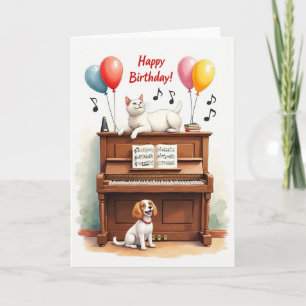Cartão de Aniversário de Animais de Estimação Musi