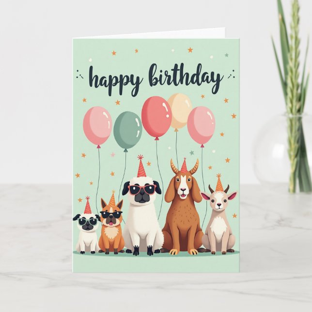 Cartão de Aniversário de Animal com Bolinhas (Frente)