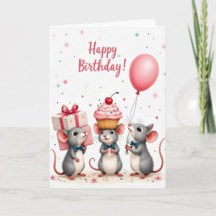 Cartão de Aniversário de Animal com Confetes