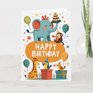 Cartão de Aniversário de Animal Encantador
