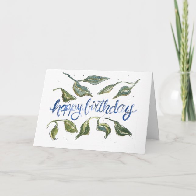 Cartão de Aniversário de Aquarela (Frente)