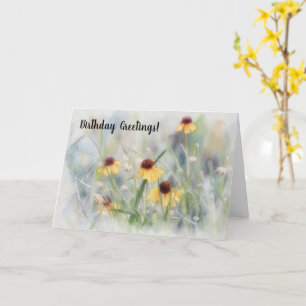 Cartão de aniversário de aquarela de flores silves