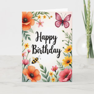 Cartão de Aniversário de Aquarela Doce