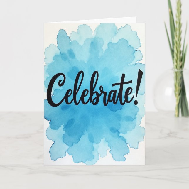 Cartão de Aniversário de Aquarela Fluida (Frente)