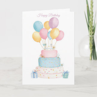 Cartão de Aniversário de Aquarela Personalizado