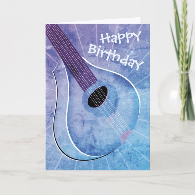 Cartão de aniversário de arte Bouzouki azul (Frente)